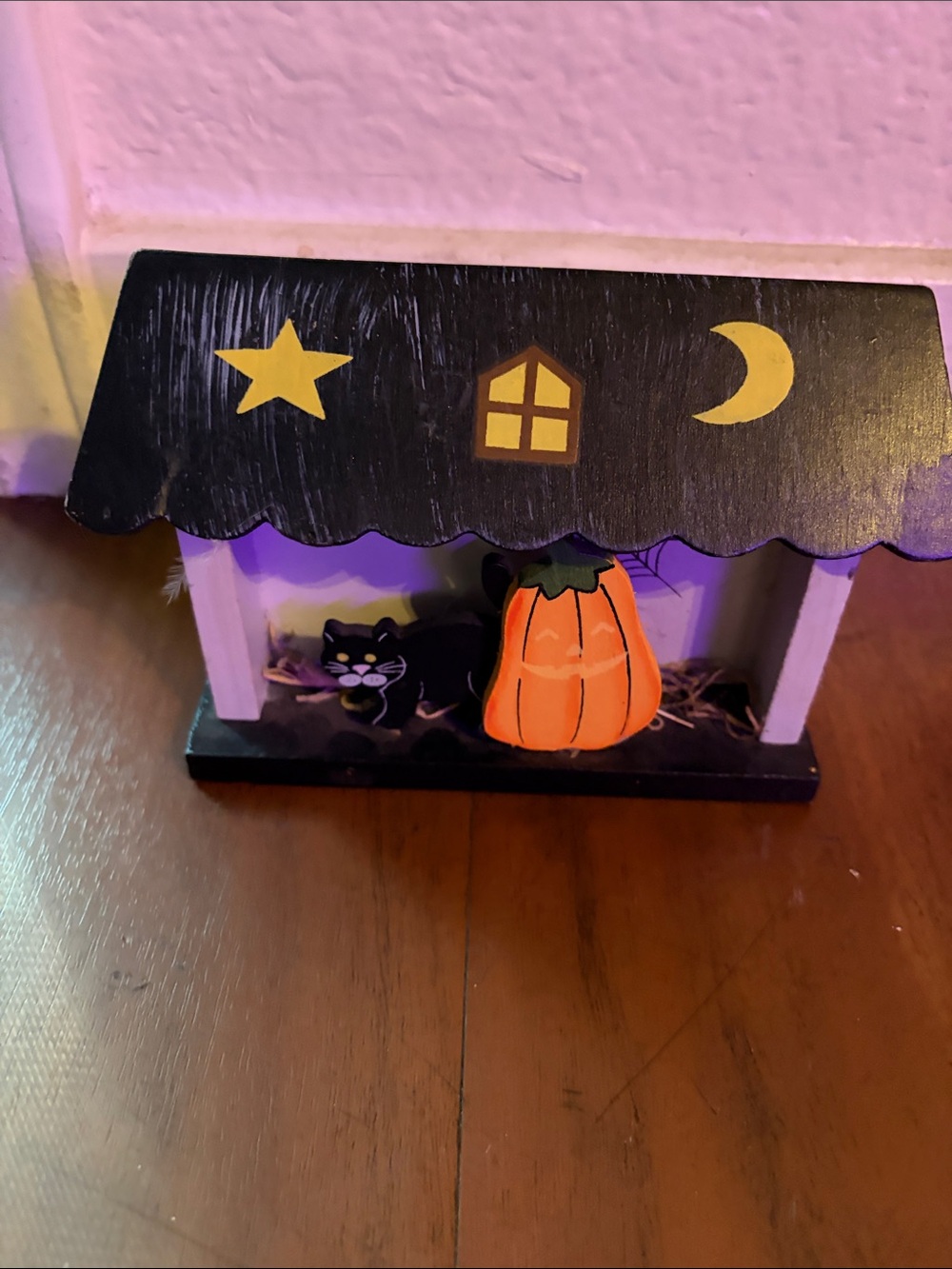 Halloween Pumpkin & Black Cat Decorative House - Black and Orange